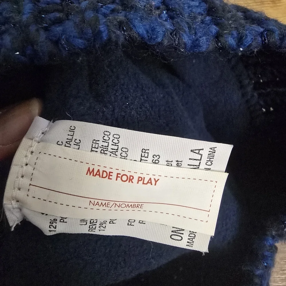 Kids' Blue Heart Pom-Pom Beanie One Size